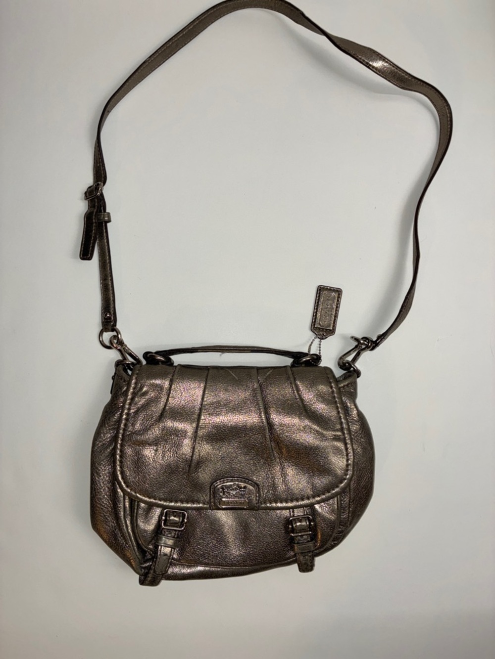 Coach Metallic Bronze Leather Crossbody - Bronze